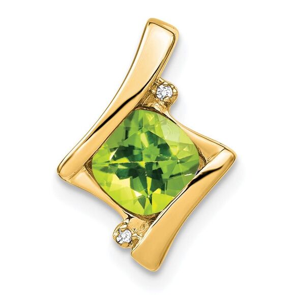 Kazi Luxury 14k Yellow Gold Peridot and Diamond Pendant